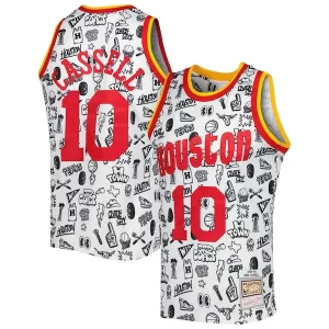 Fantastic Sam Cassell Houston Rockets 1993/94 Hardwood Classics Doodle Swingman Jersey White