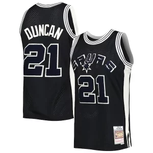 Fantastic Tim Duncan San Antonio Spurs 1998/99 Hardwood Classics Off Court Swingman Jersey Black