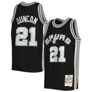 Fantastic Tim Duncan San Antonio Spurs Youth 1998/99 Hardwood Classics 75th Anniversary Diamond Jersey