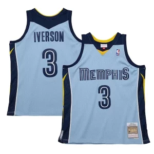 Gorgeous Allen Iverson Memphis Grizzlies 2009/10 Hardwood Classics Swingman Jersey Light Blue