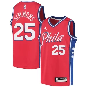 Gorgeous Ben Simmons Philadelphia 76ers Jordan Brand Youth 2020/21 Swingman Player Jersey Statement Edition Red