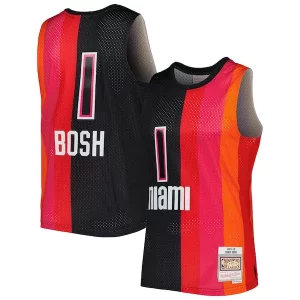 Gorgeous Chris Bosh Miami Heat Hardwood Classics 2011/12 Split Swingman Jersey Black/Red