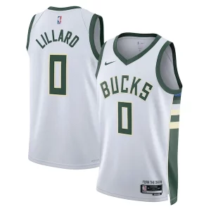Gorgeous Damian Lillard Milwaukee Bucks Nike Unisex Fear The Deer Swingman Player Jersey Association Edition White
