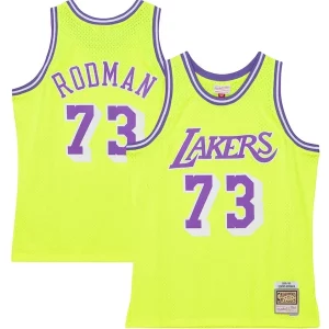 Gorgeous Dennis Rodman Los Angeles Lakers Hardwood Classics 1998/99 Tropical Swingman Jersey Neon Yellow