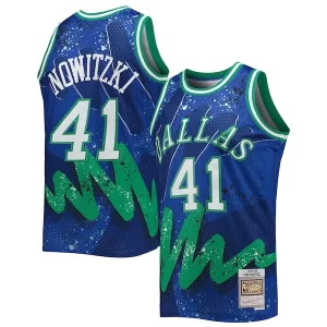 Gorgeous Dirk Nowitzki Dallas Mavericks Hardwood Classics 1998/99 Hyper Hoops Swingman Jersey Blue