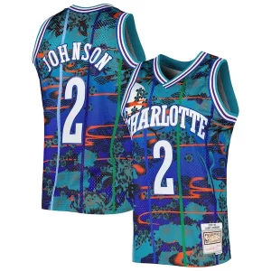Gorgeous Larry Johnson Charlotte Hornets 1992/93 Hardwood Classics Lunar New Year Swingman Jersey Teal