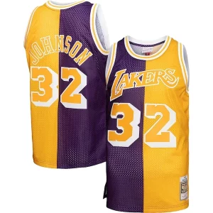 Gorgeous Magic Johnson Los Angeles Lakers Big & Tall Hardwood Classics 1984/85 Split Swingman Jersey Purple/Gold