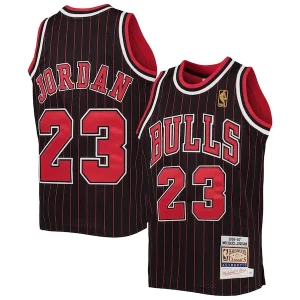 Gorgeous Michael Jordan Chicago Bulls Youth 1996 97 Hardwood Classics Authentic Jersey Black/Red/Red/White