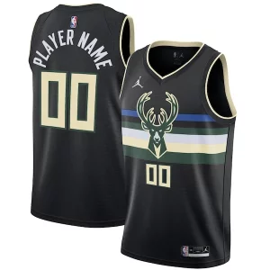 Gorgeous Milwaukee Bucks Jordan Brand Swingman Custom Jersey Statement Edition Black