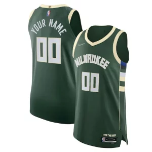 Gorgeous Milwaukee Bucks Nike 2021/22 Diamond Authentic Custom Jersey Icon Edition Hunter Green