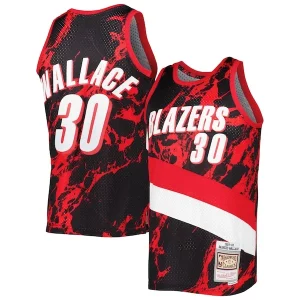 Gorgeous Rasheed Wallace Portland Trail Blazers 1999/00 Hardwood Classics Marble Swingman Jersey Black