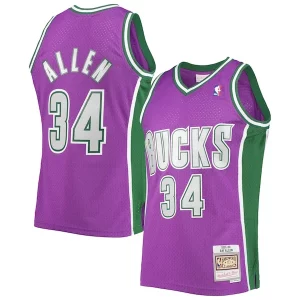 Gorgeous Ray Allen Milwaukee Bucks 2001/02 Hardwood Classics Swingman Jersey Purple