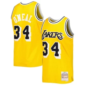 Gorgeous Shaquille O'Neal Los Angeles Lakers 1996/97 Hardwood Classics Off Court Swingman Jersey Yellow