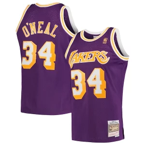 Gorgeous Shaquille O'Neal Los Angeles Lakers Hardwood Classics Swingman Jersey Purple/Royal/Gold