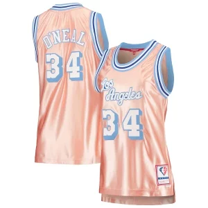 Gorgeous Shaquille O'Neal Los Angeles Lakers Women's 75th Anniversary Rose Gold 1996 Swingman Jersey Pink