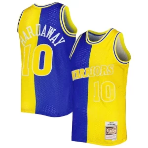 Gorgeous Tim Hardaway Golden State Warriors Hardwood Classics 1990/91 Split Swingman Jersey Royal/Gold