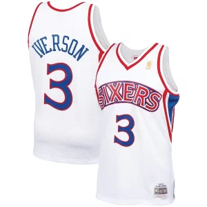 Impressive Allen Iverson Philadelphia 76ers 1996/97 Hardwood Classics Swingman Jersey White/Red/Royal/Black