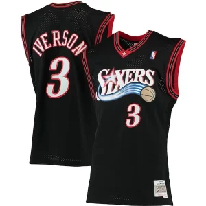 Impressive Allen Iverson Philadelphia 76ers 2000/01 Big & Tall Hardwood Classics Swingman Jersey Black/Red/Royal/White