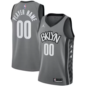 Impressive Brooklyn Nets Jordan Brand Swingman Custom Jersey Statement Edition Gray