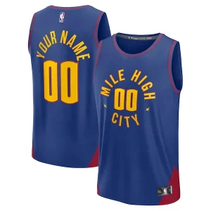 Impressive Denver Nuggets Fast Break Custom Jersey Statement Edition Blue/Navy