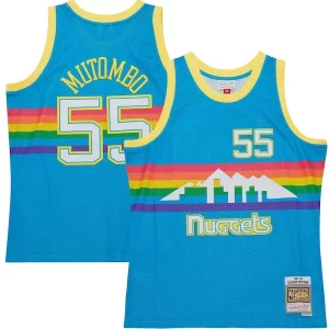 Impressive Dikembe Mutombo Denver Nuggets Hardwood Classics 1991/92 Tropical Swingman Jersey Blue