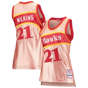 Impressive Dominique Wilkins Atlanta Hawks Women's 75th Anniversary Rose Gold 1986 Swingman Jersey Pink