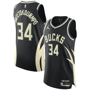 Impressive Giannis Antetokounmpo Milwaukee Bucks Jordan Brand Authentic Player Jersey Statement Edition Black
