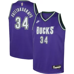 Impressive Giannis Antetokounmpo Milwaukee Bucks Nike Youth 2022/23 Swingman Jersey Purple Classic Edition