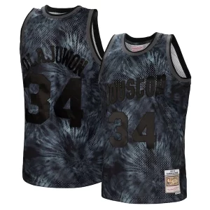 Impressive Hakeem Olajuwon Houston Rockets Hardwood Classics 1993/94 Tie Dye Swingman Jersey Black