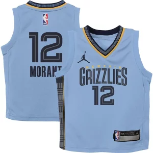 Impressive Ja Morant Memphis Grizzlies Jordan Brand Preschool 2022/23 Statement Edition Jersey Light Blue