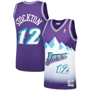 Impressive John Stockton Utah Jazz Hardwood Classics Swingman Jersey Purple