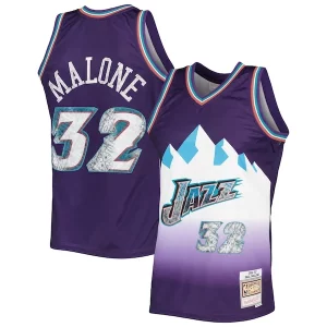 Impressive Karl Malone Utah Jazz 1996/97 Hardwood Classics NBA 75th Anniversary Diamond Swingman Jersey Purple