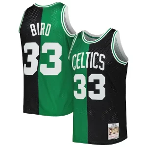 Impressive Larry Bird Boston Celtics Hardwood Classics 1985/86 Split Swingman Jersey Black/Kelly Green