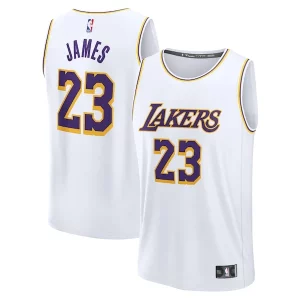 Impressive LeBron James Los Angeles Lakers Youth Fast Break Replica Player Jersey Association Edition White