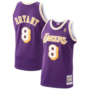 Impressive Men's Los Angeles Lakers Kobe Bryant Purple 1996/97 Hardwood Classics Authentic Jersey/Gold/Royal