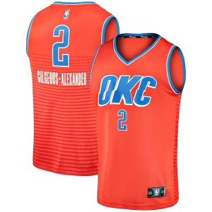 Impressive Shai Gilgeous Alexander Oklahoma City Thunder Fast Break Team Replica Jersey Statement Edition Orange
