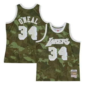 Impressive Shaquille O'Neal Los Angeles Lakers Hardwood Classics 1996/97 Ghost Green Swingman Jersey Camo