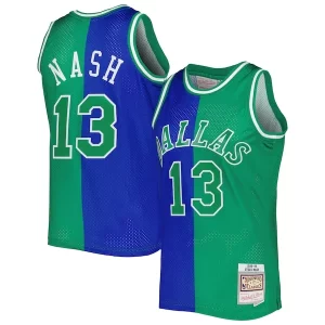 Impressive Steve Nash Dallas Mavericks Hardwood Classics 1998/99 Split Swingman Jersey Blue/Green