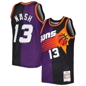 Impressive Steve Nash Phoenix Suns Hardwood Classics 1996/97 Split Swingman Jersey Purple/Black