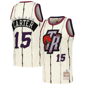 Impressive Vince Carter Toronto Raptors Chainstitch Swingman Jersey Cream