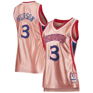 Premium Allen Iverson Philadelphia 76ers Women's 75th Anniversary Rose Gold 1996 Swingman Jersey Pink