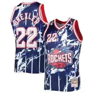 Premium Clyde Drexler Houston Rockets 1996/97 Hardwood Classics Marble Swingman Jersey Navy