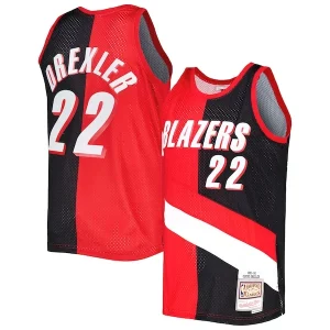 Premium Clyde Drexler Portland Trail Blazers Hardwood Classics 1991/92 Split Swingman Jersey Red/Black