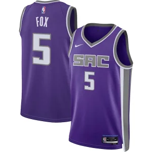 Premium De'Aaron Fox Sacramento Kings Nike Unisex Swingman Jersey Icon Edition Purple
