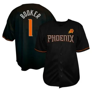 Premium Devin Booker Phoenix Suns Profile Big & Tall Name & Number Button Up Jersey Black