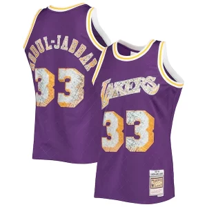 Premium Kareem Abdul Jabbar Los Angeles Lakers 1996 97 Hardwood Classics NBA 75th Anniversary Diamond Swingman Jersey Purple