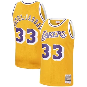 Premium Kareem Abdul Jabbar Los Angeles Lakers Hardwood Classics Swingman Jersey Gold/Purple