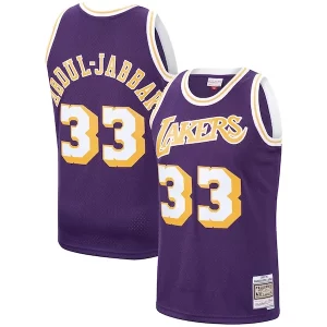 Premium Kareem Abdul Jabbar Los Angeles Lakers Hardwood Classics Swingman Jersey Purple/Gold