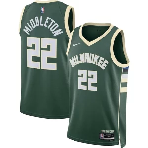 Premium Khris Middleton Milwaukee Bucks Nike Unisex Swingman Jersey Icon Edition Hunter Green