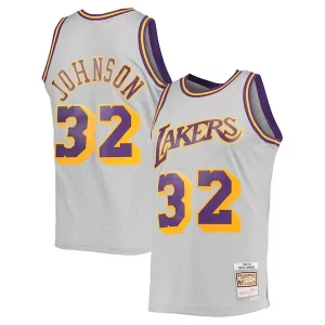 Premium Magic Johnson Los Angeles Lakers 1984 85 Hardwood Classics Reload 2.0 Throwback Swingman Jersey Gray